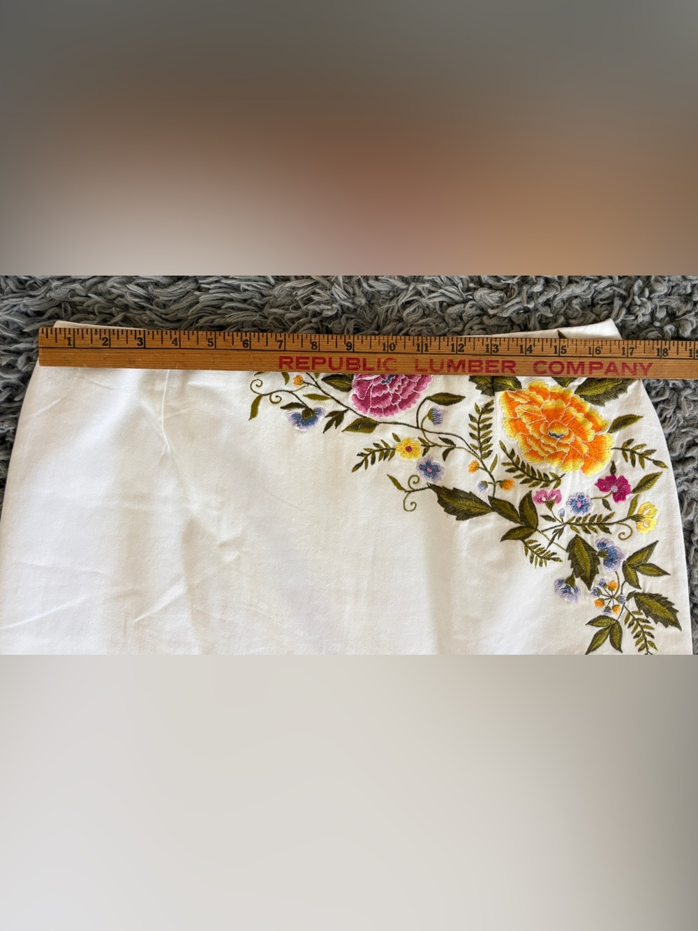 Retro Vintage Skirt Summer White Floral Embroidered Peter Nygard SZ 14 - Picture 7 of 10